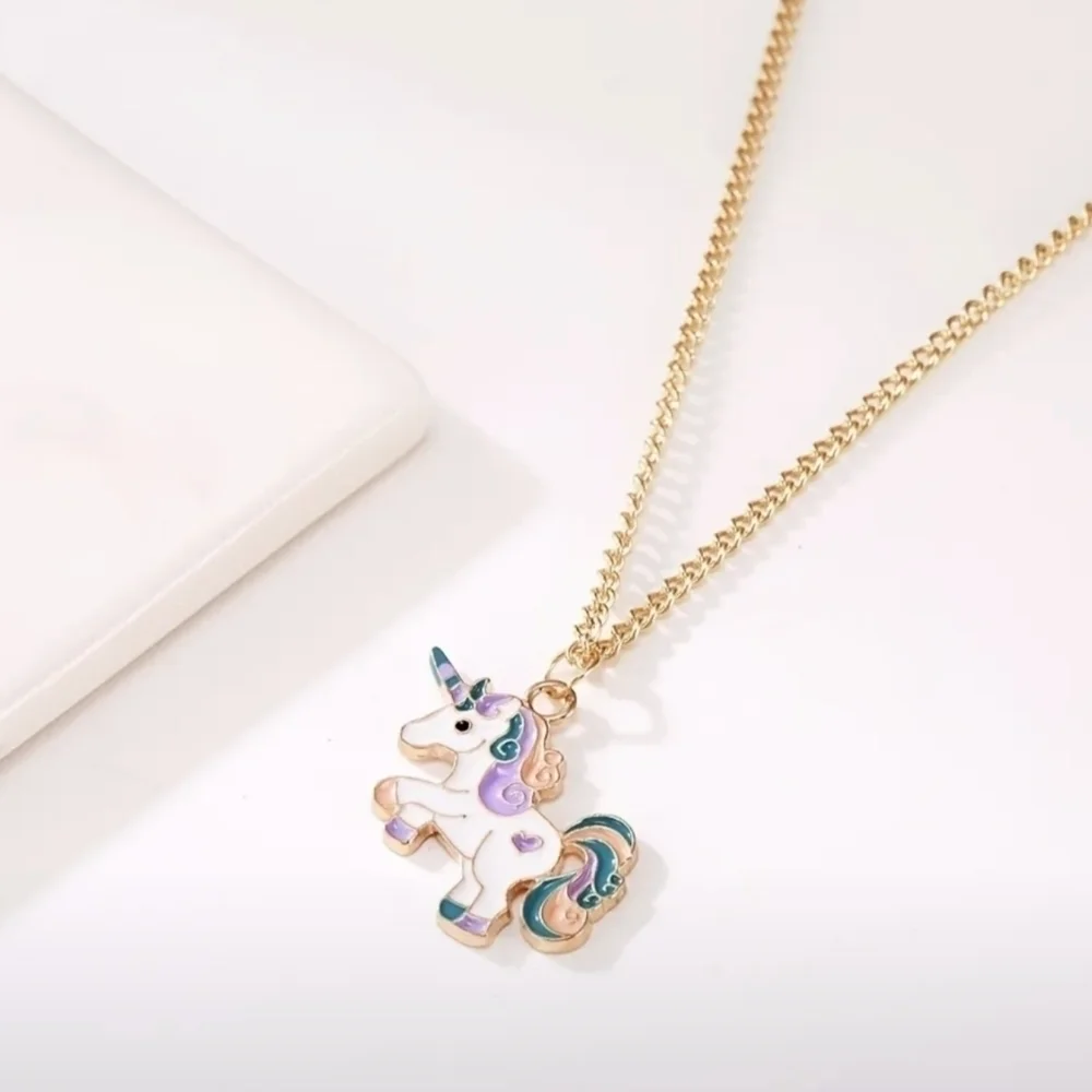 New Girls Cartoon Unicorn Pendant Necklace, T5B2B